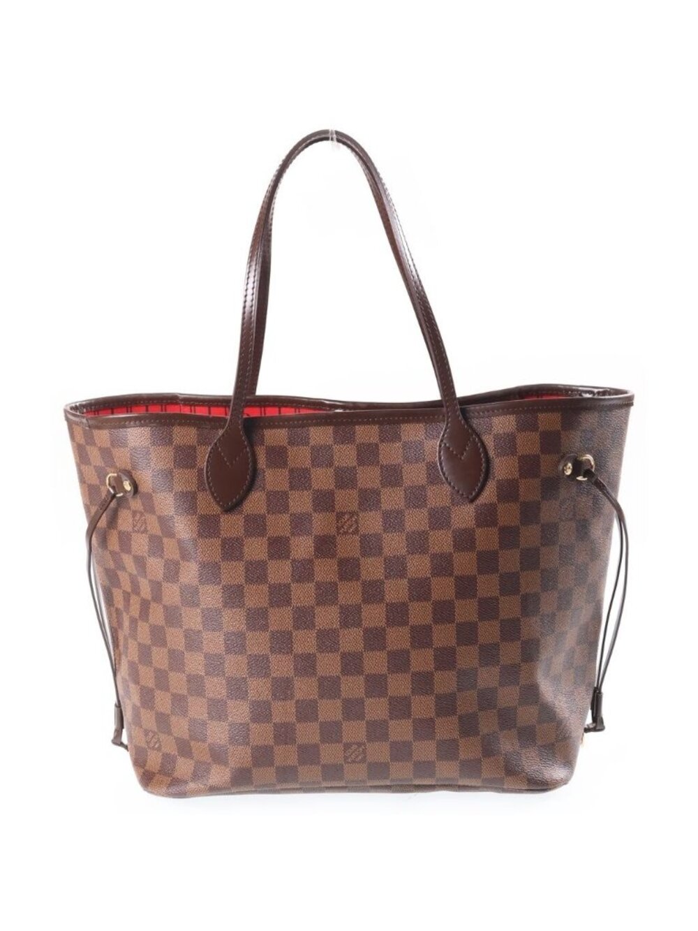 Louis Vuitton Neverfull MM Tote Bag Damier Ebene Leather Brown